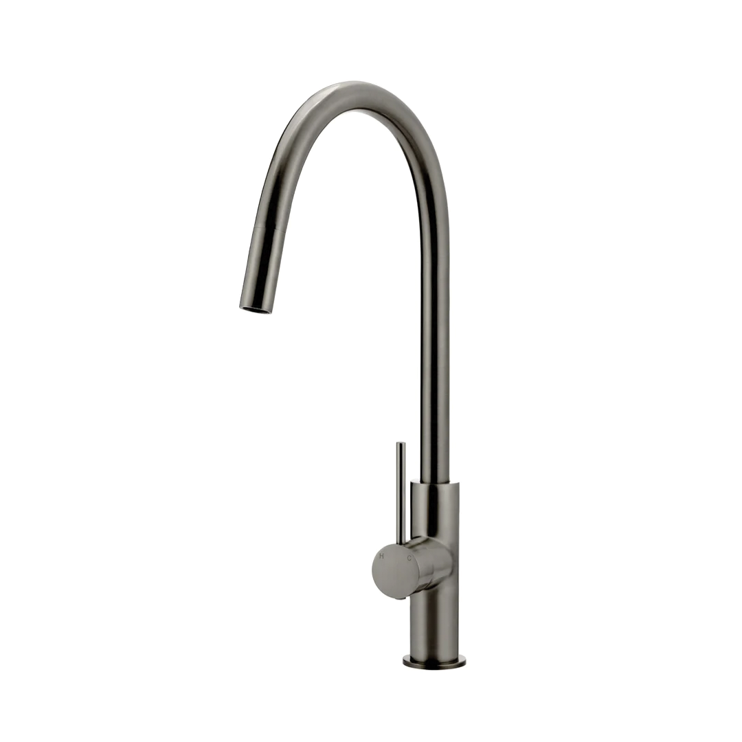 Elite Design Studio -  Meir Round Piccola Pencil Handle Pull Out Kitchen Mixer Tap Shadow Gunmetal