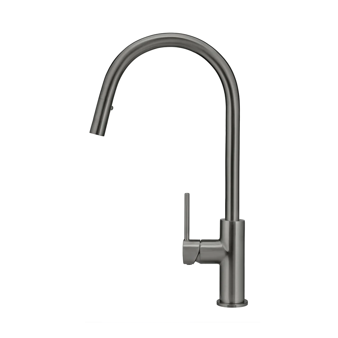 Elite Design Studio -  Meir Round Piccola Pencil Handle Pull Out Kitchen Mixer Tap Shadow Gunmetal