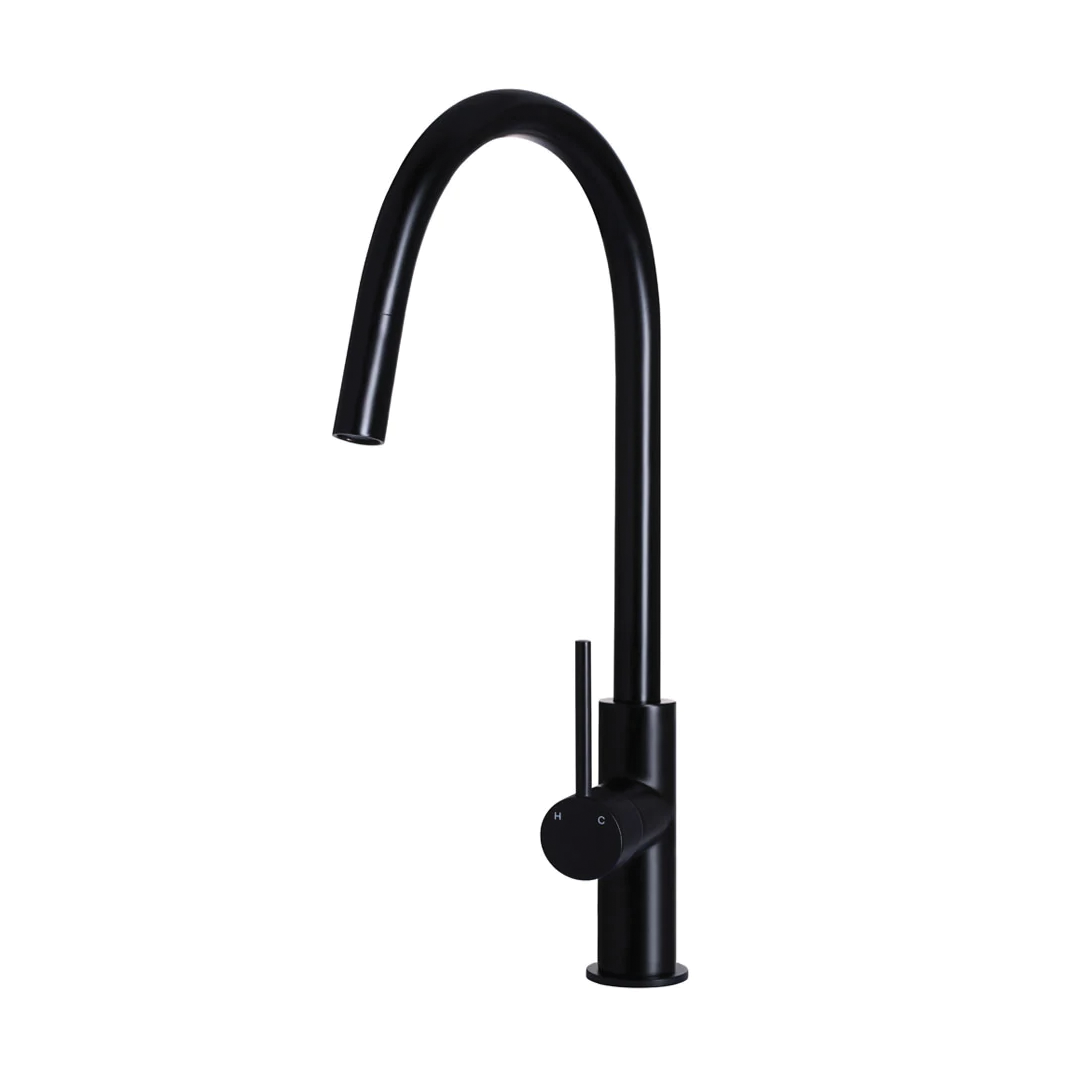 Elite Design Studio -  Meir Round Piccola Pencil Handle Pull Out Kitchen Mixer Tap Matte Black