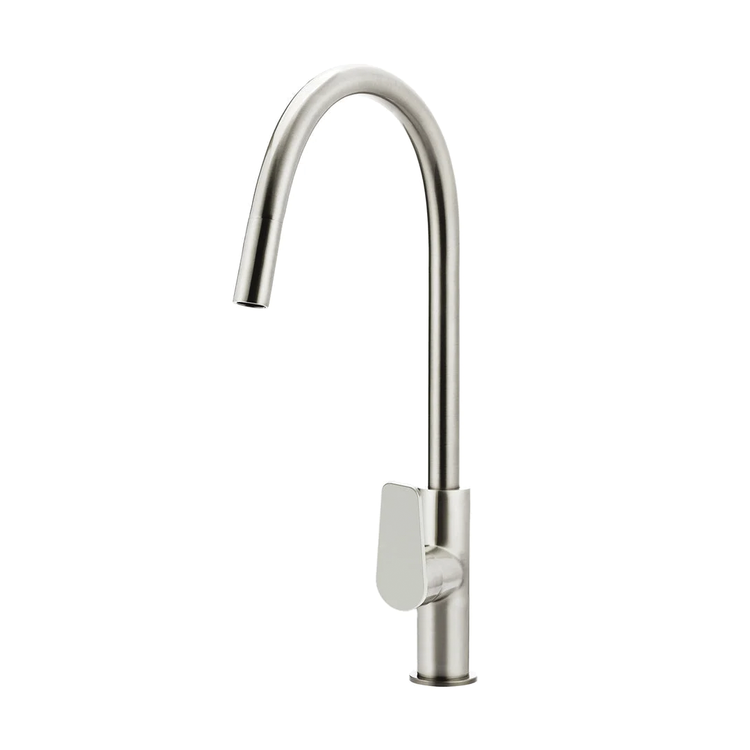 Elite Design Studio -  Meir Round Piccola Paddle Handle Pull Out Kitchen Mixer Tap Brushed Nickel