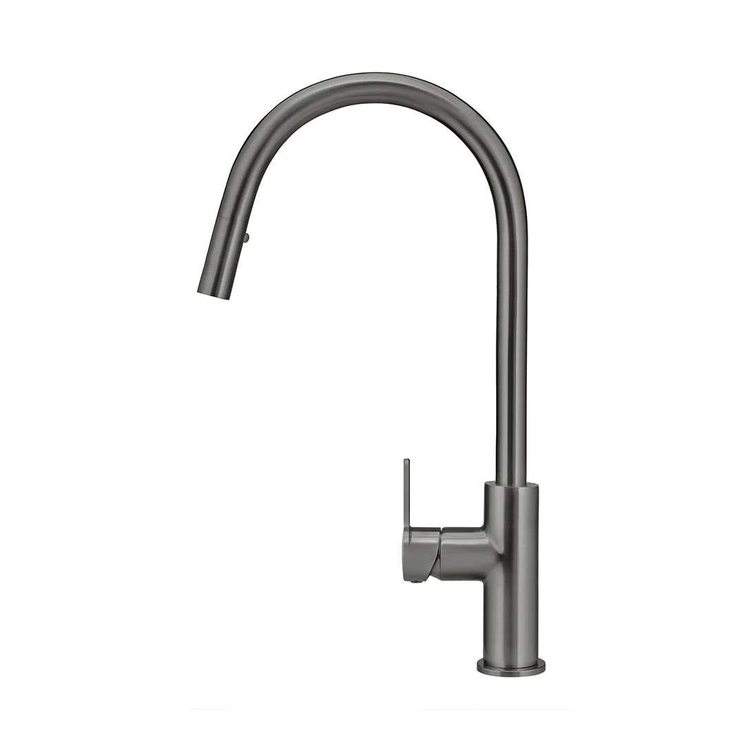 Elite Design Studio -  Meir Round Piccola Paddle Handle Pull Out Kitchen Mixer Tap Shadow Gunmetal