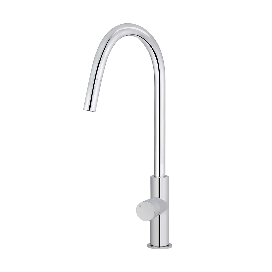 Elite Design Studio -  Meir Round Piccola Pinless Handle Pull Out Kitchen Mixer Tap Polished Chrome