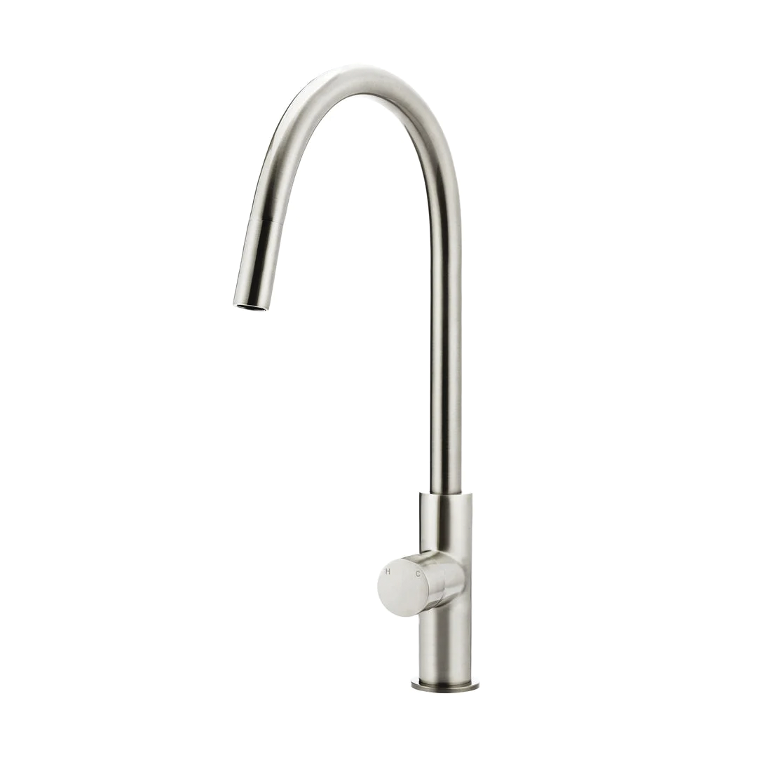 Elite Design Studio -  Meir Round Piccola Pinless Handle Pull Out Kitchen Mixer Tap Brushed Nickel
