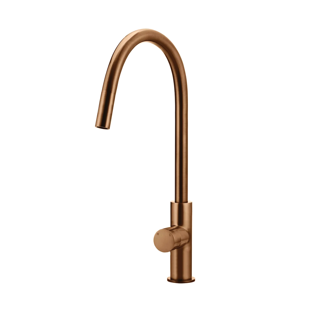 Elite Design Studio -  Meir Round Piccola Pinless Handle Pull Out Kitchen Mixer Tap Lustre Bronze