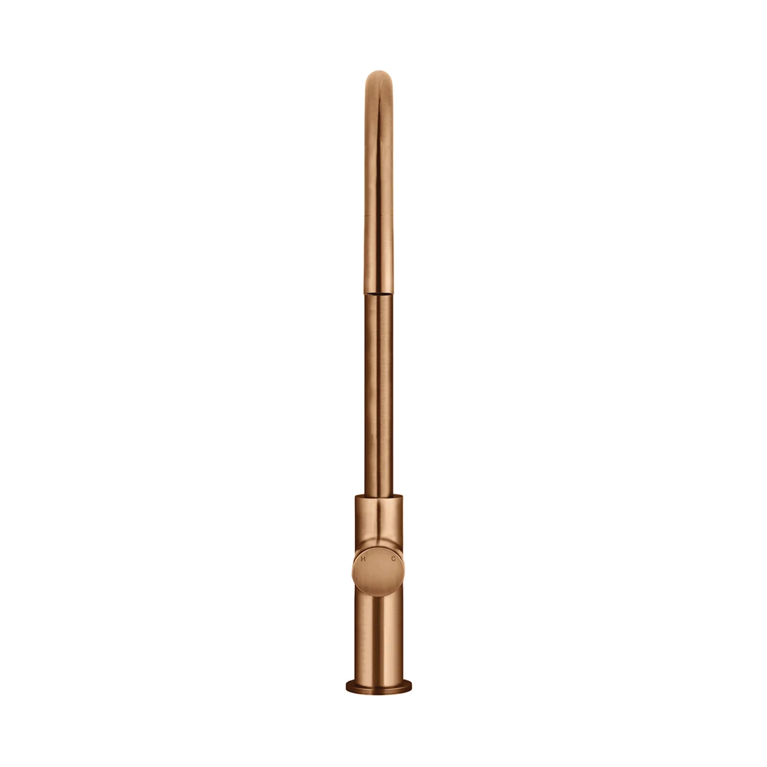 Elite Design Studio -  Meir Round Piccola Pinless Handle Pull Out Kitchen Mixer Tap Lustre Bronze