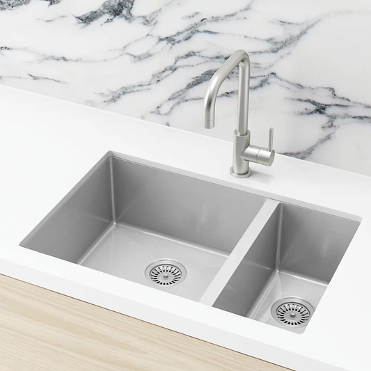 Elite Design Studio -  Meir Lavello One and Half Bowl Kitchen Sink 670x440mm PVD Brushed Nickel