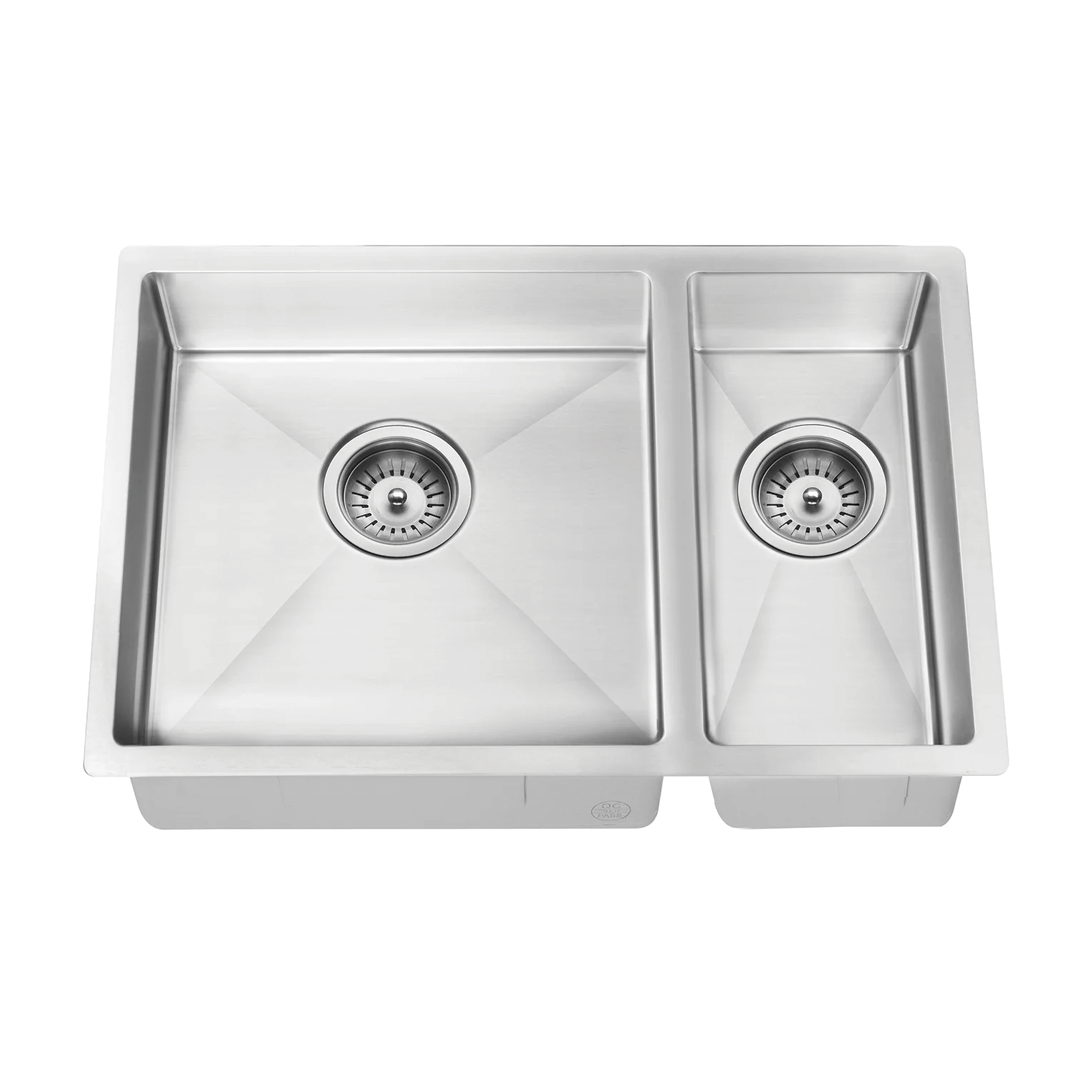 Elite Design Studio -  Meir Lavello One and Half Bowl Kitchen Sink 670x440mm PVD Brushed Nickel