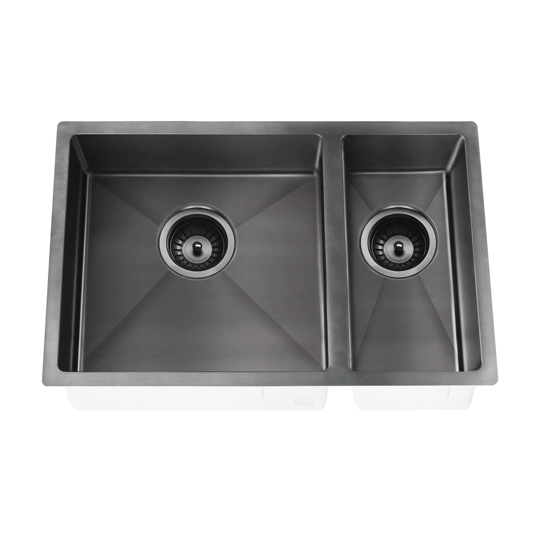Elite Design Studio -  Meir Lavello One and Half Bowl Kitchen Sink 670x440mm Gunmetal Black