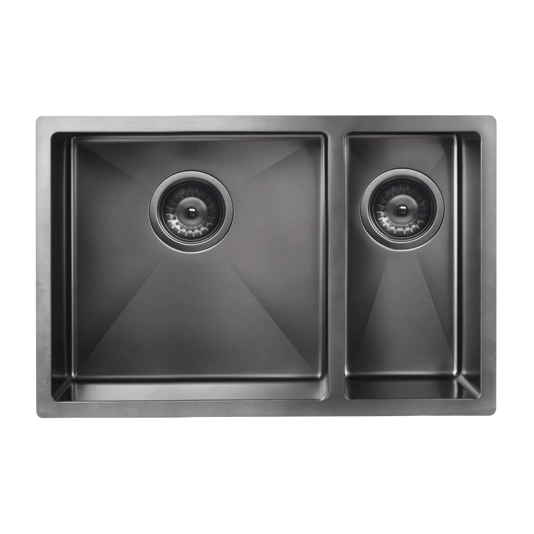 Elite Design Studio -  Meir Lavello One and Half Bowl Kitchen Sink 670x440mm Gunmetal Black