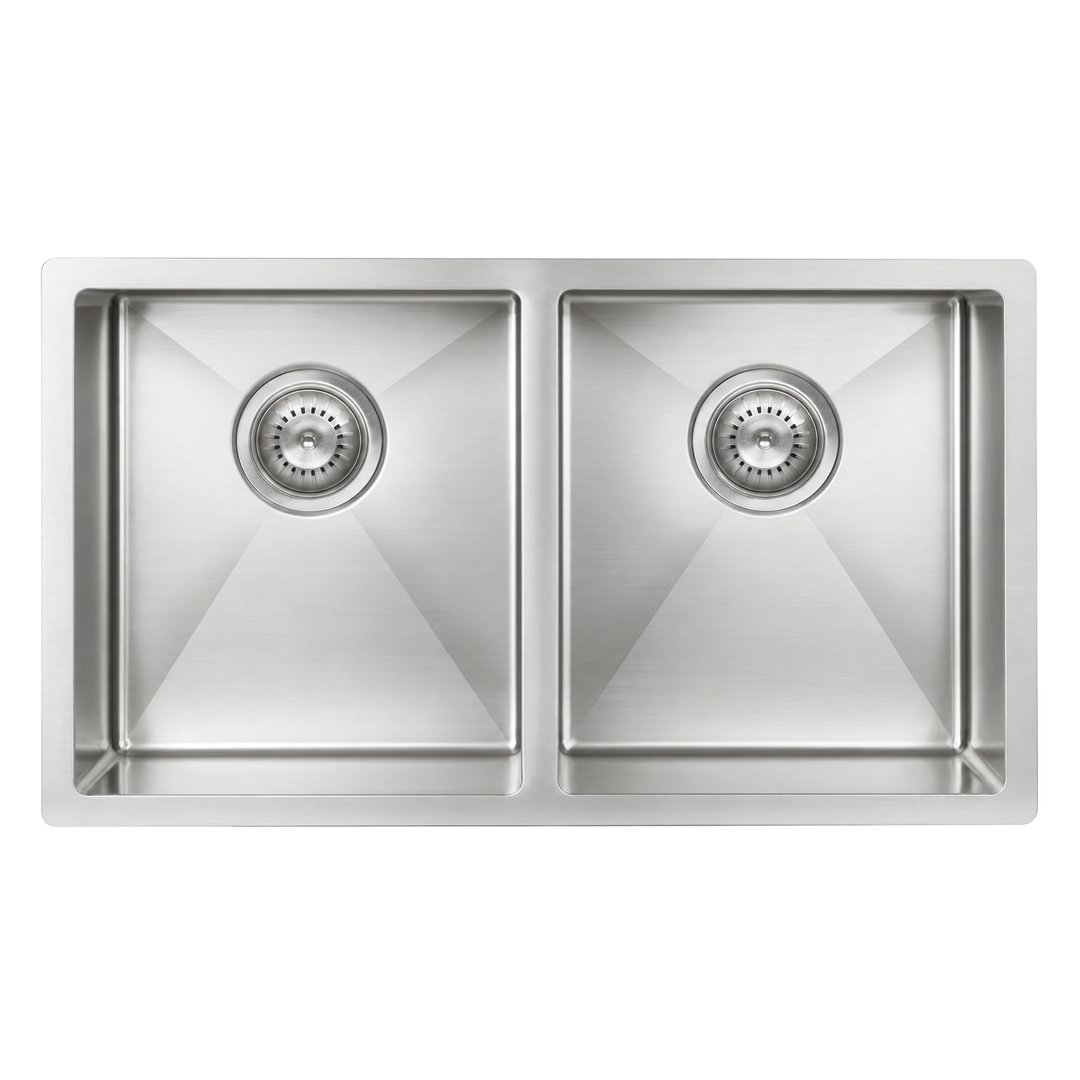 Elite Design Studio -  Meir Lavello Double Bowl Kitchen Sink 760x440mm PVD Brushed Nickel