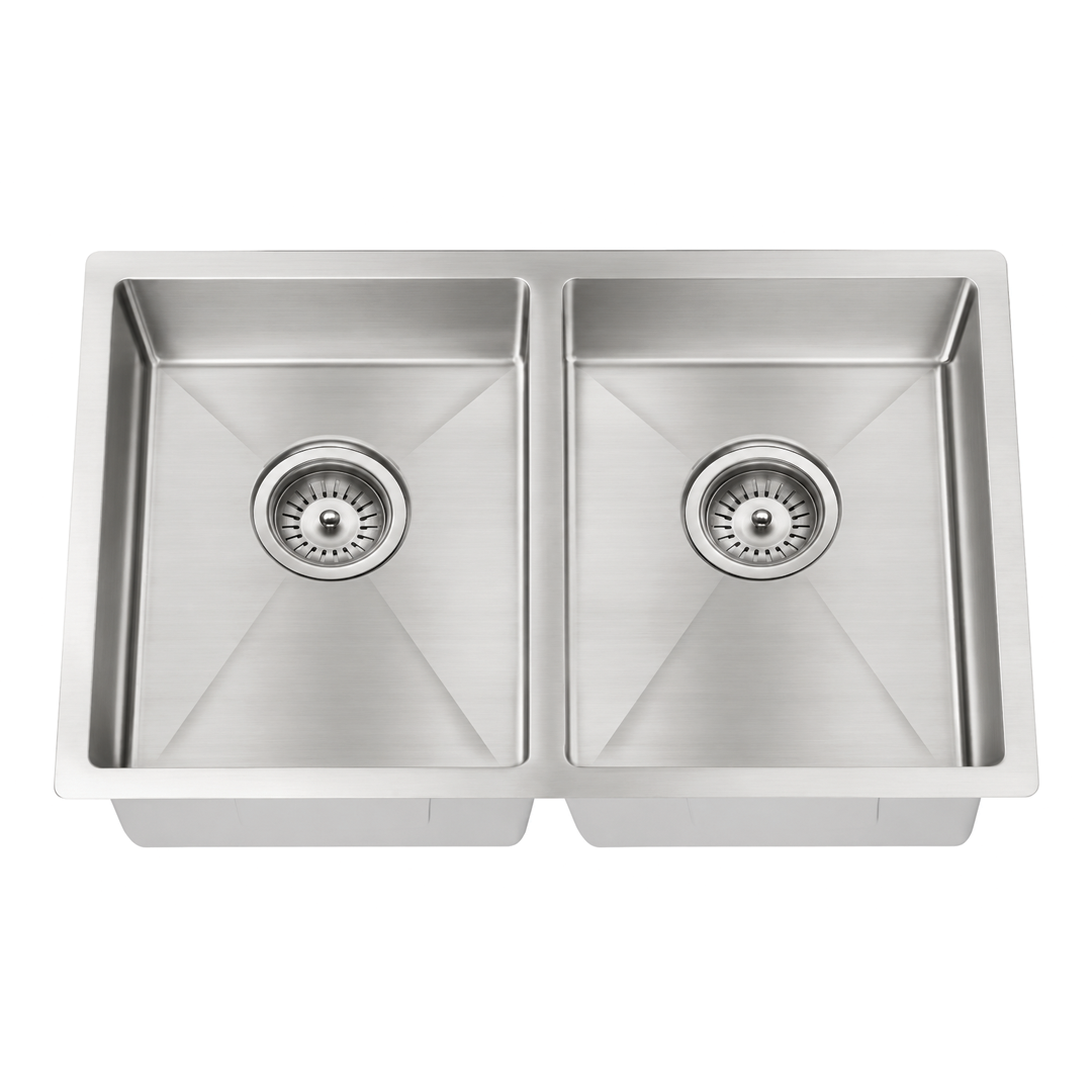 Elite Design Studio -  Meir Lavello Double Bowl Kitchen Sink 760x440mm PVD Brushed Nickel
