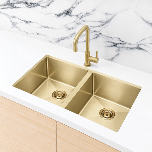 Elite Design Studio -  Meir Lavello Double Bowl Kitchen Sink 860x440mm PVD Tiger Bronze
