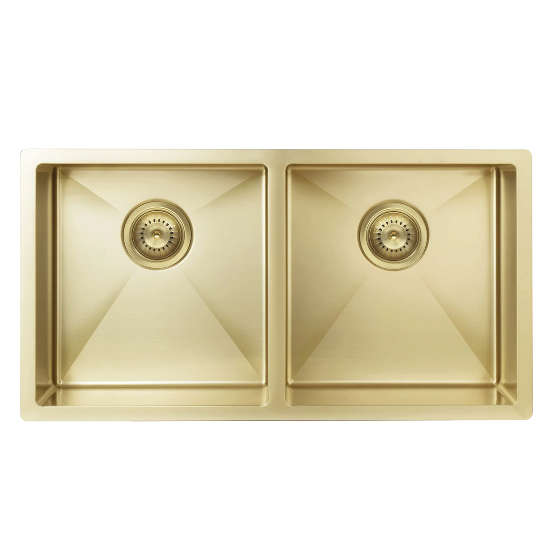 Elite Design Studio -  Meir Lavello Double Bowl Kitchen Sink 860x440mm PVD Tiger Bronze