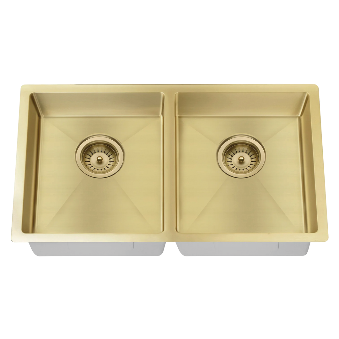 Elite Design Studio -  Meir Lavello Double Bowl Kitchen Sink 860x440mm PVD Tiger Bronze