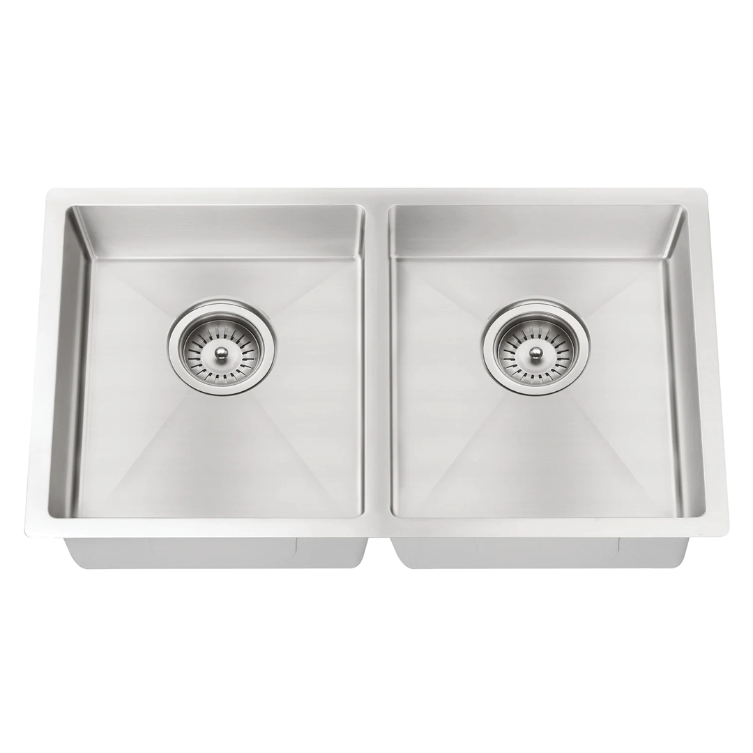 Elite Design Studio -  Meir Lavello Double Bowl Kitchen Sink 860x440 PVD Brushed Nickel