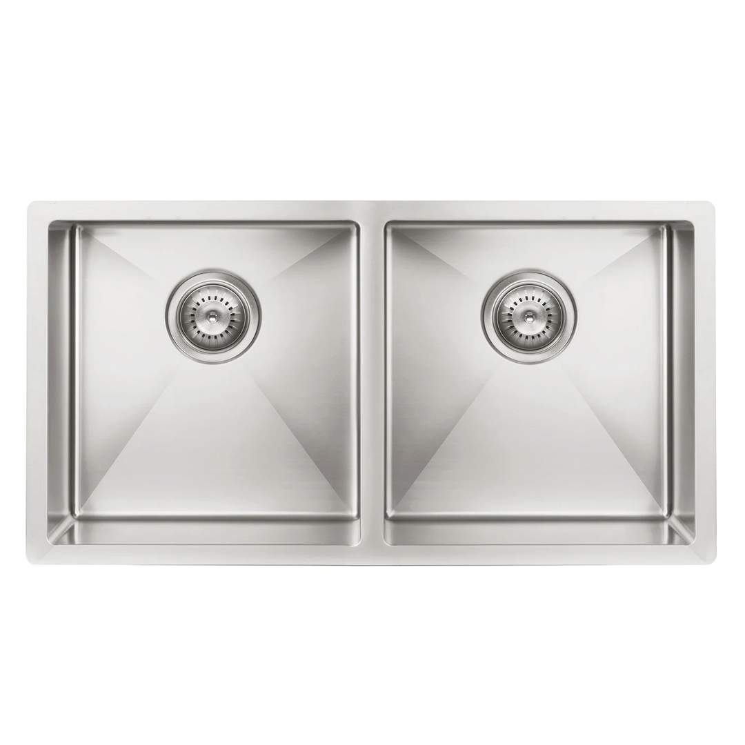 Elite Design Studio -  Meir Lavello Double Bowl Kitchen Sink 860x440 PVD Brushed Nickel