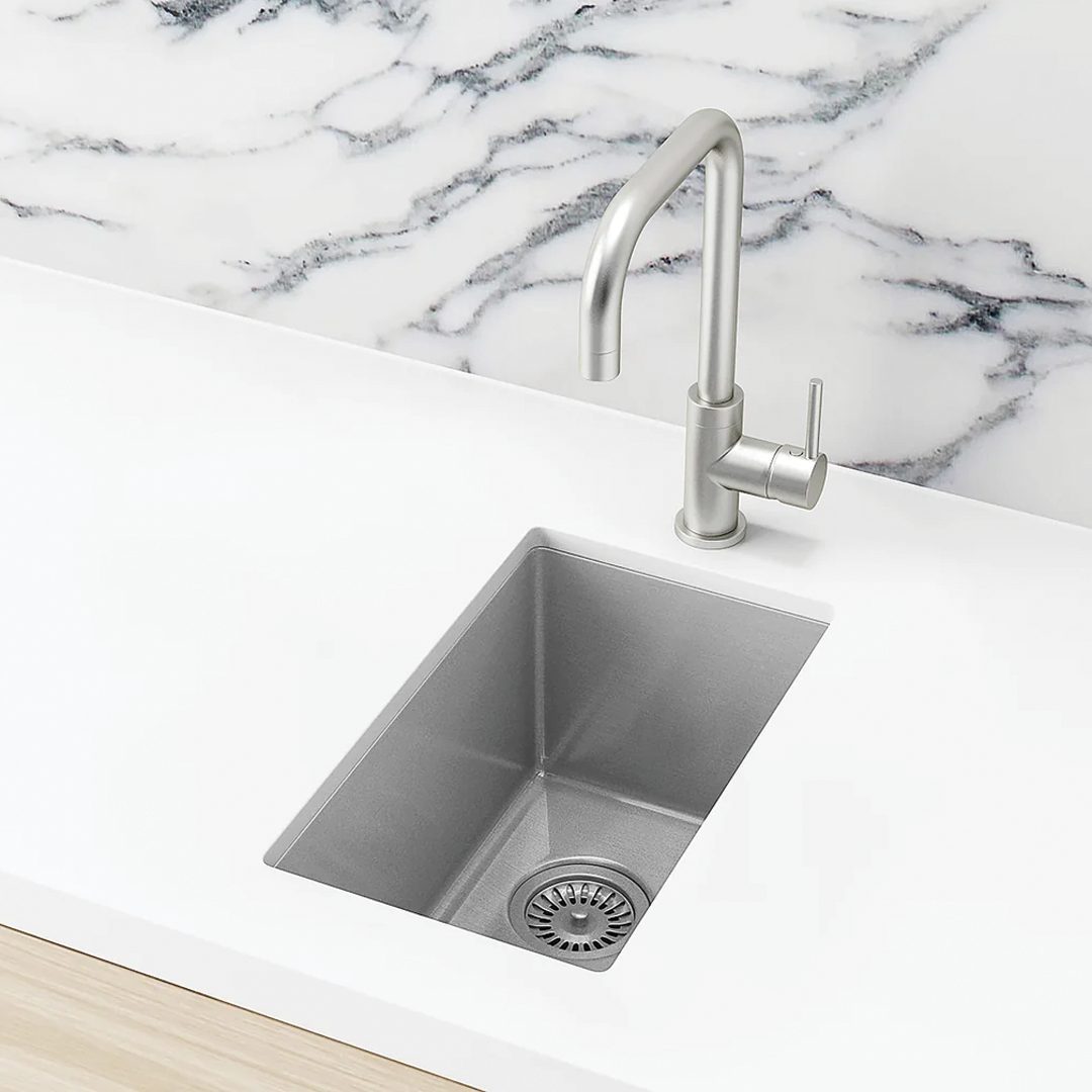 Elite Design Studio -  Meir Lavello Single Bowl Kitchen Sink 380x440mm Brushed Nickel