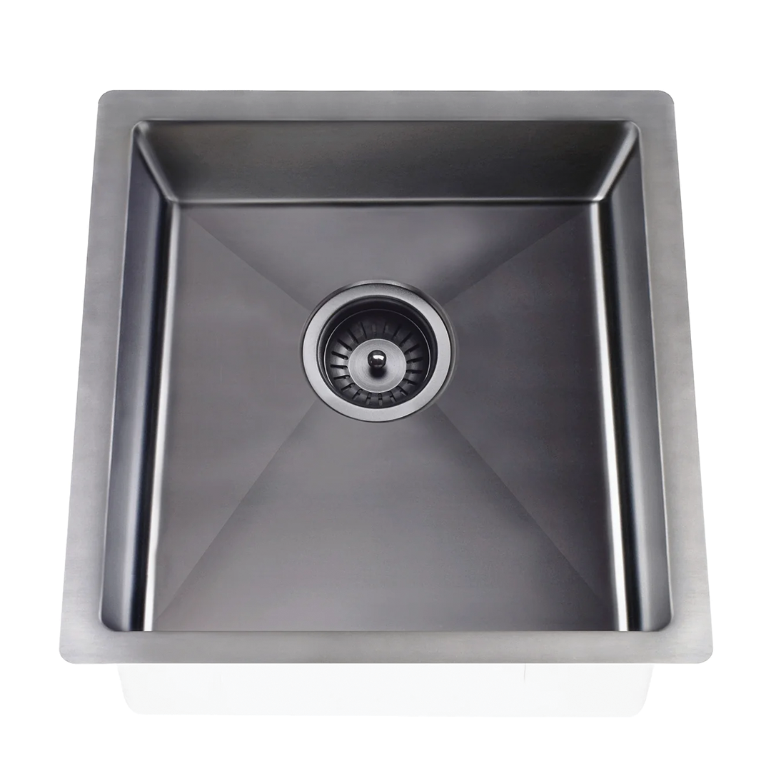 Elite Design Studio -  Meir Lavello Single Bowl Kitchen Sink 450 x 450 PVD Gunmetal Black