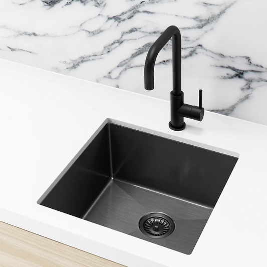 Elite Design Studio -  Meir Lavello Single Bowl Kitchen Sink 450 x 450 PVD Gunmetal Black