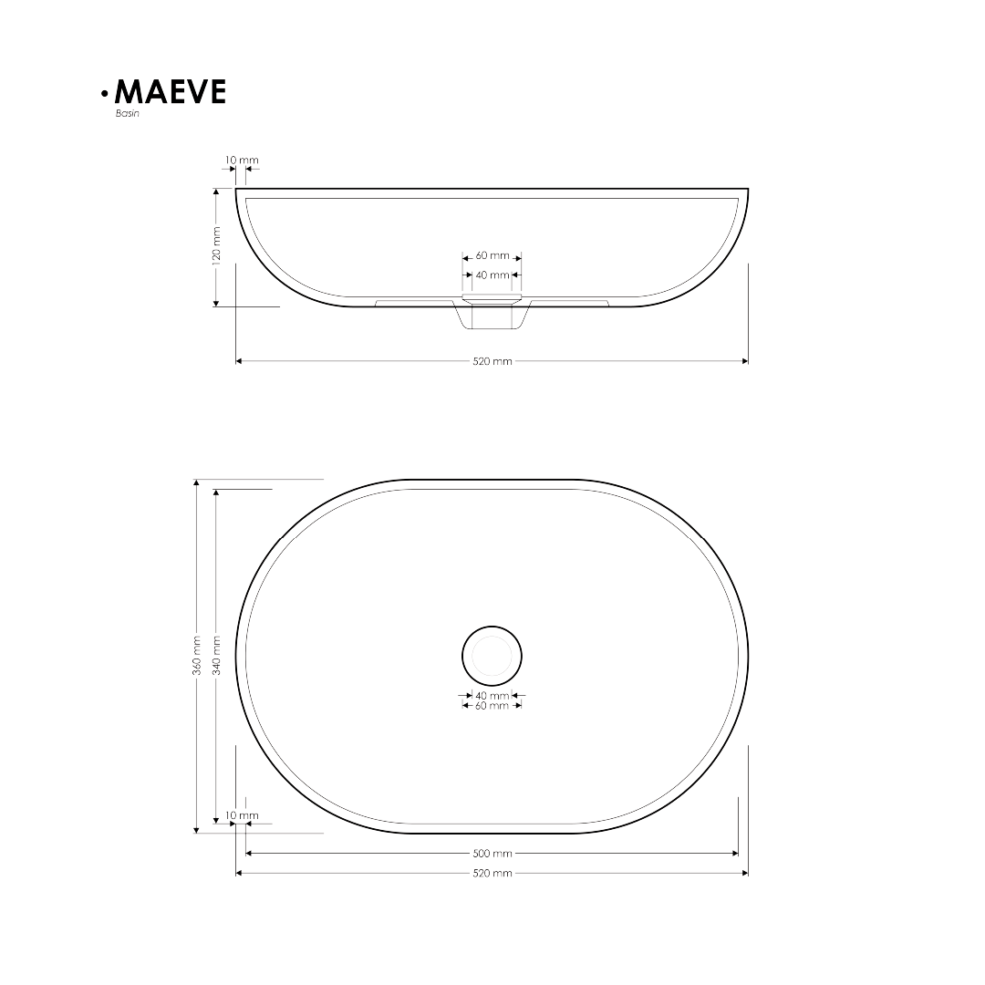360x500x120mm Madu Living - Maeve Basin White