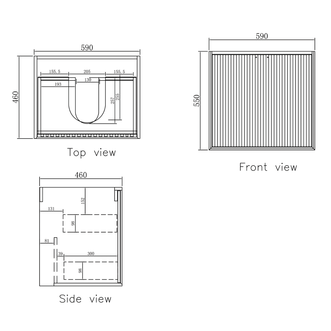 Otti - 600wx550hx460d Marlo Matt Black 600mm Wall Hung Vanity (Cabinet Only)