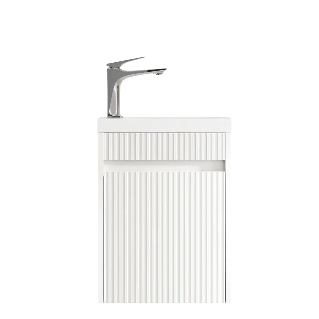 Otti - 390wx500hx250d Space Saver Vanity - Mini Ensuite Vanity Matte White Fluted Vanity (with Basin)