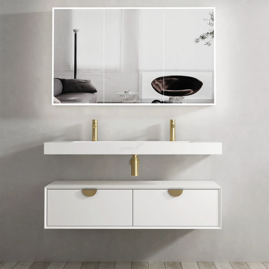 Otti - 1200wx250hx460d Moonlight Satin White 1200mm Wall Hung Vanity (Cabinet Only)