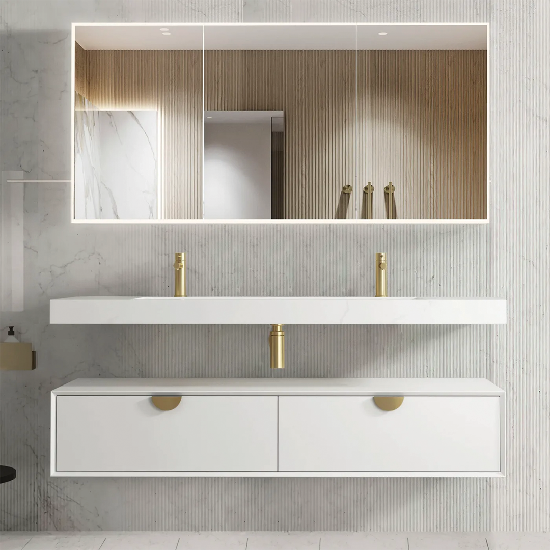 Otti - 1500wx250hx460d Moonlight Satin White 1500mm Wall Hung Vanity (Cabinet Only)