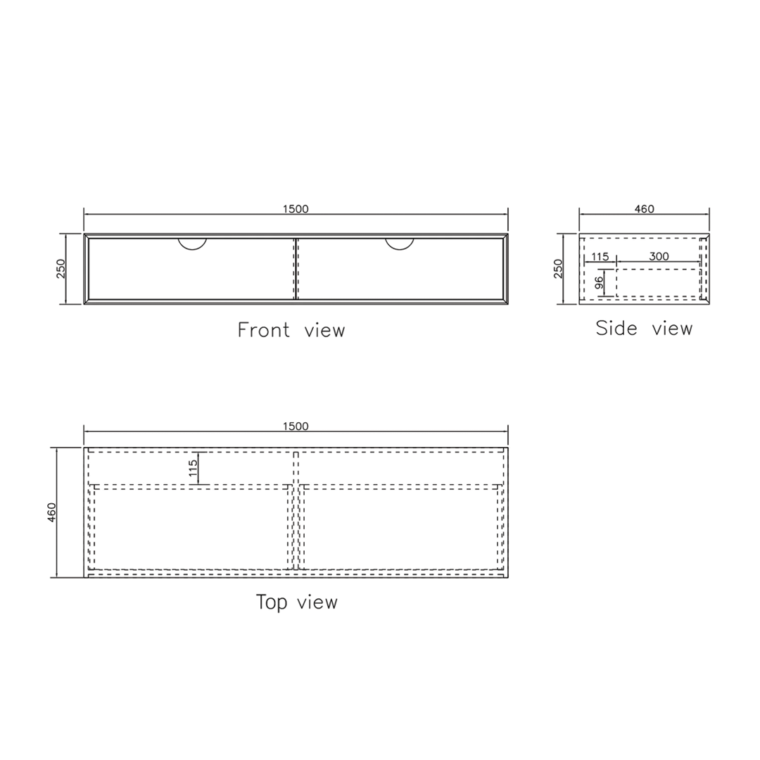 Otti - 1500wx250hx460d Moonlight Satin White 1500mm Wall Hung Vanity (Cabinet Only)