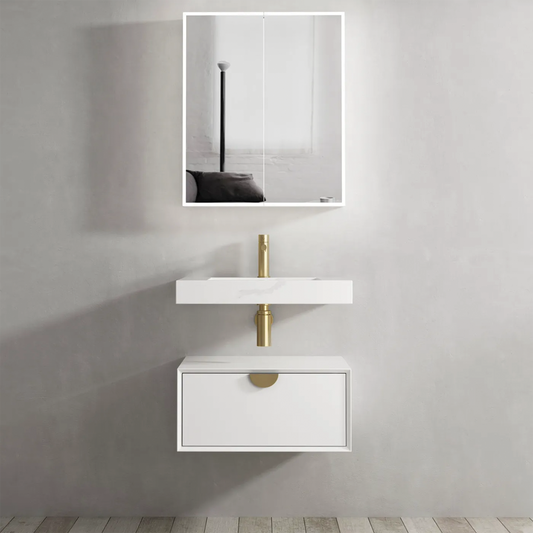 Otti - 600wx250hx460d Moonlight Satin White 600mm Wall Hung Vanity (Cabinet Only)