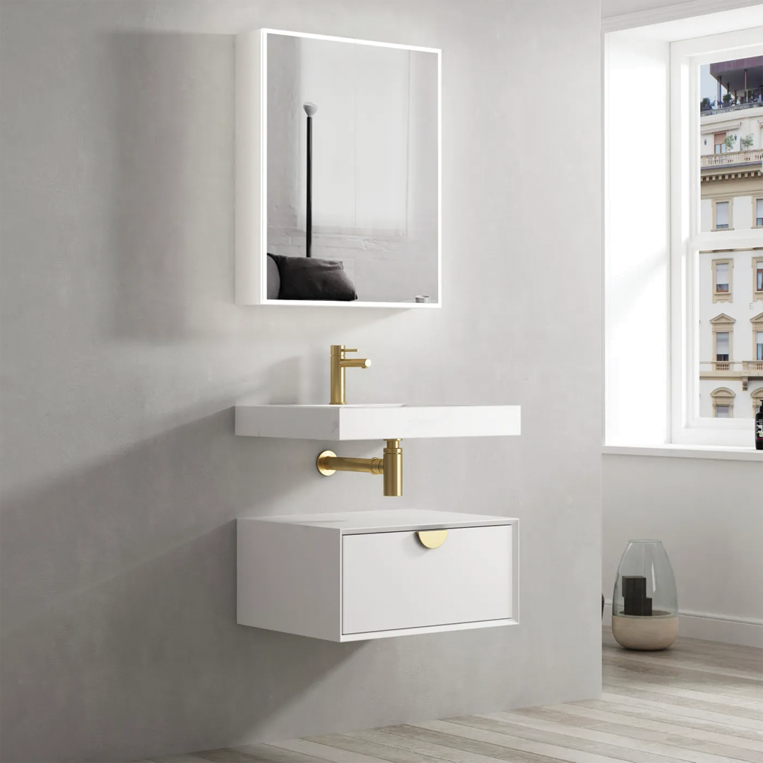 Otti - 600wx250hx460d Moonlight Satin White 600mm Wall Hung Vanity (Cabinet Only)