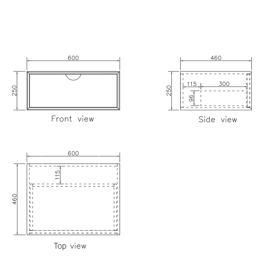 Otti - 600wx250hx460d Moonlight Satin White 600mm Wall Hung Vanity (Cabinet Only)
