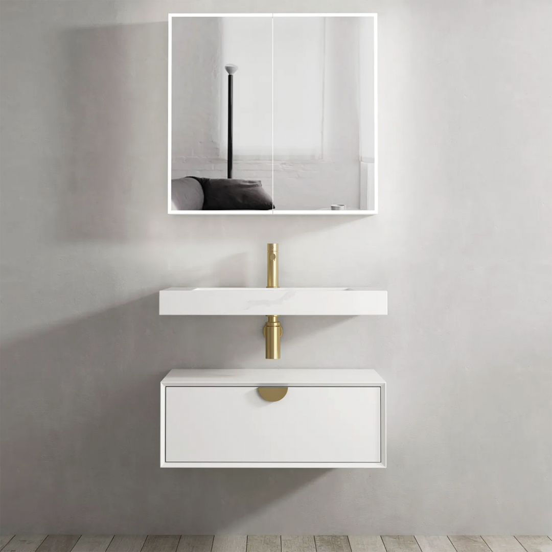 Otti - 750wx250hx460d Moonlight Satin White 750mm Wall Hung Vanity (Cabinet Only)