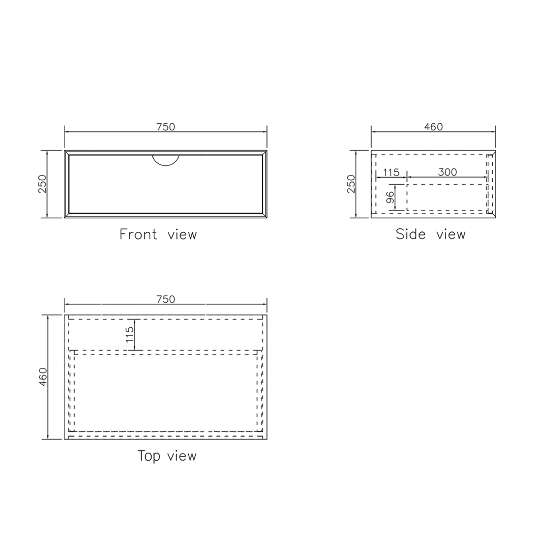Otti - 750wx250hx460d Moonlight Satin White 750mm Wall Hung Vanity (Cabinet Only)