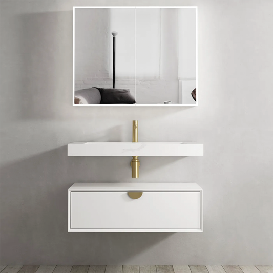 Otti - 900wx250hx460d Moonlight Satin White 900mm Wall Hung Vanity (Cabinet Only)