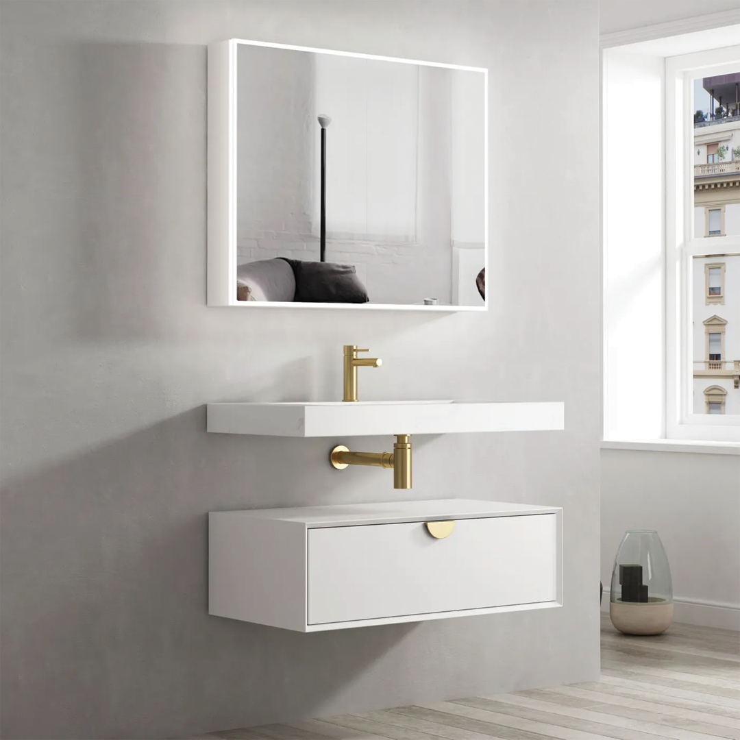 Otti - 900wx250hx460d Moonlight Satin White 900mm Wall Hung Vanity (Cabinet Only)
