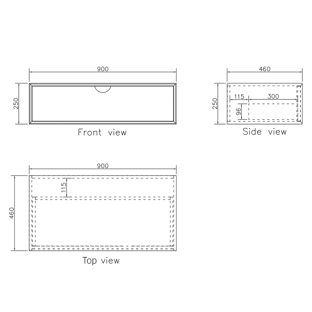 Otti - 900wx250hx460d Moonlight Satin White 900mm Wall Hung Vanity (Cabinet Only)