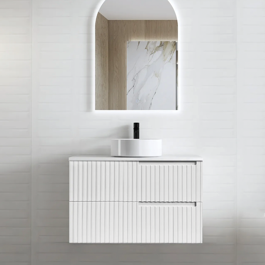 Otti - 890wx550hx450d Noosa Satin White 900mm Wall Hung Vanity (Cabinet Only)