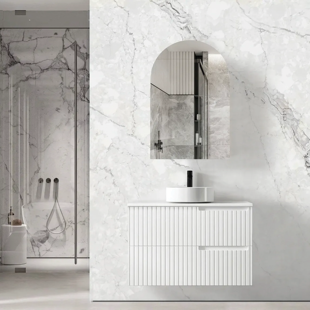 Otti - 890wx550hx450d Noosa Satin White 900mm Wall Hung Vanity (Cabinet Only)