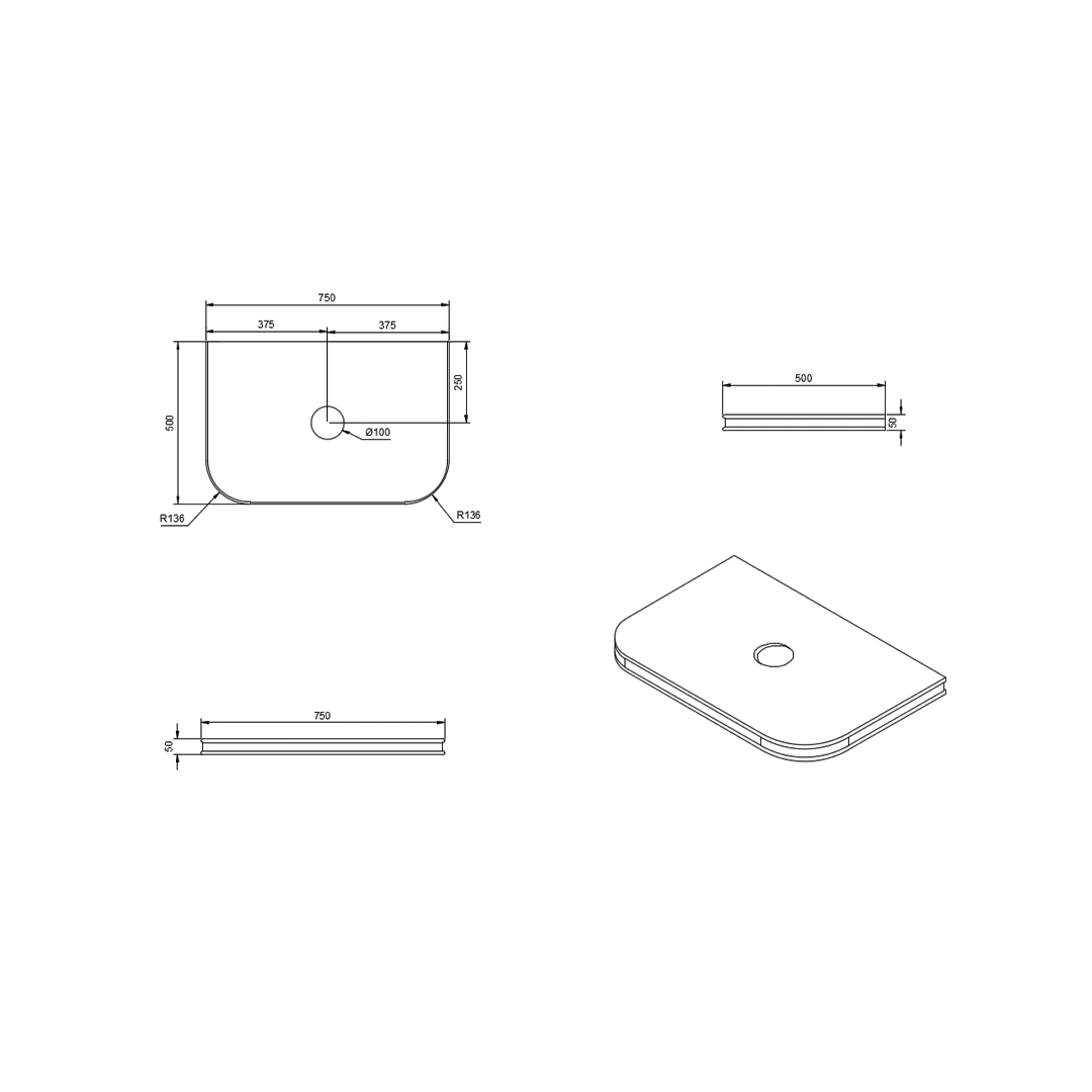 Elite Design Studio -  Otti - 750x500x50mm Havana English Edge Sand Dune Top