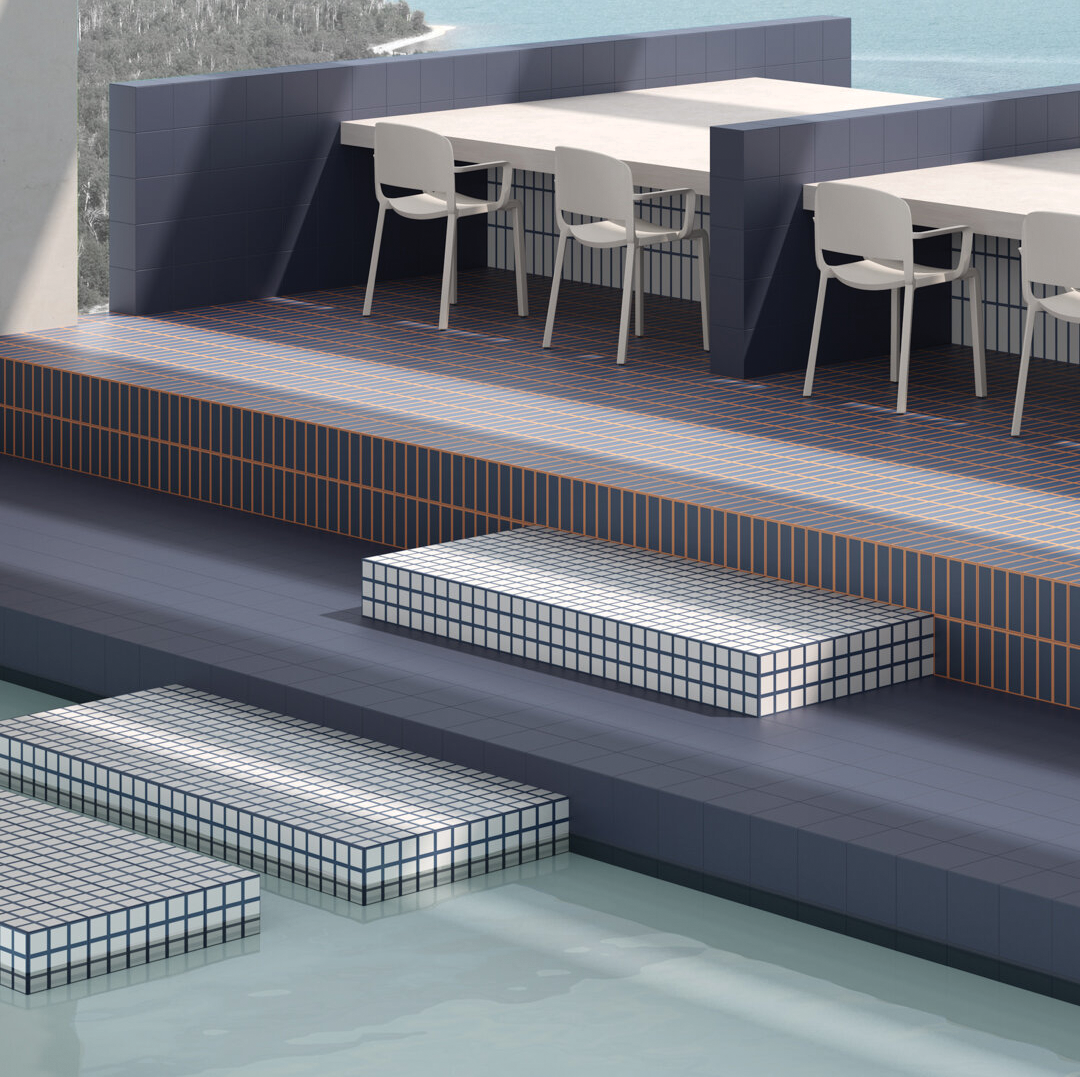 186x186mm Quintessenza Ceramiche - Oltre Base Blu