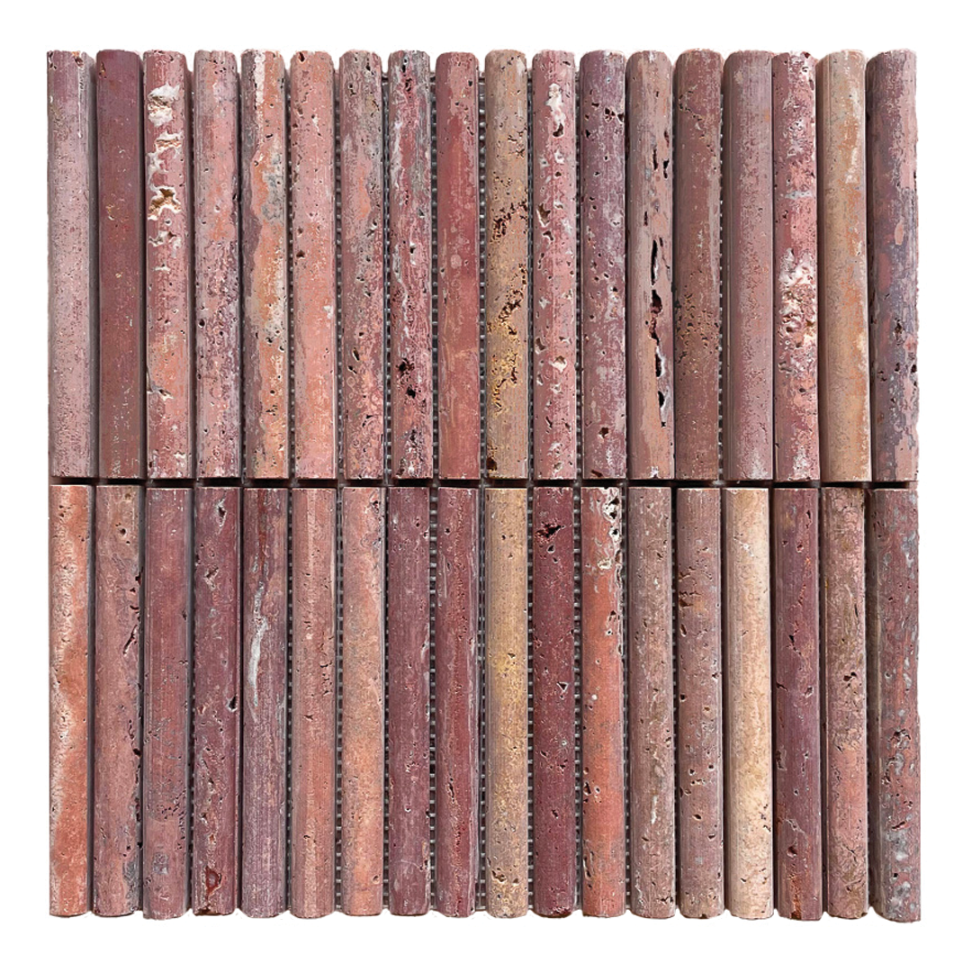305x305mm EDS - Rojo Travertine Flutes Stone Mosaic