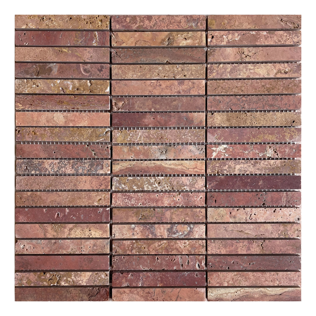 305x305mm EDS - Rojo Travertine KitKat Marble Mosaic