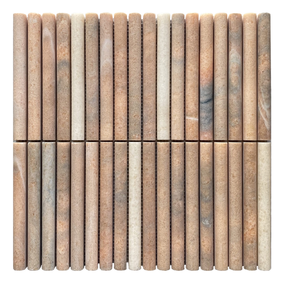 305x305mm EDS - Rosa Portogallo Flutes Marble Mosaic