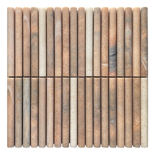 305x305mm EDS - Rosa Portogallo Flutes Marble Mosaic