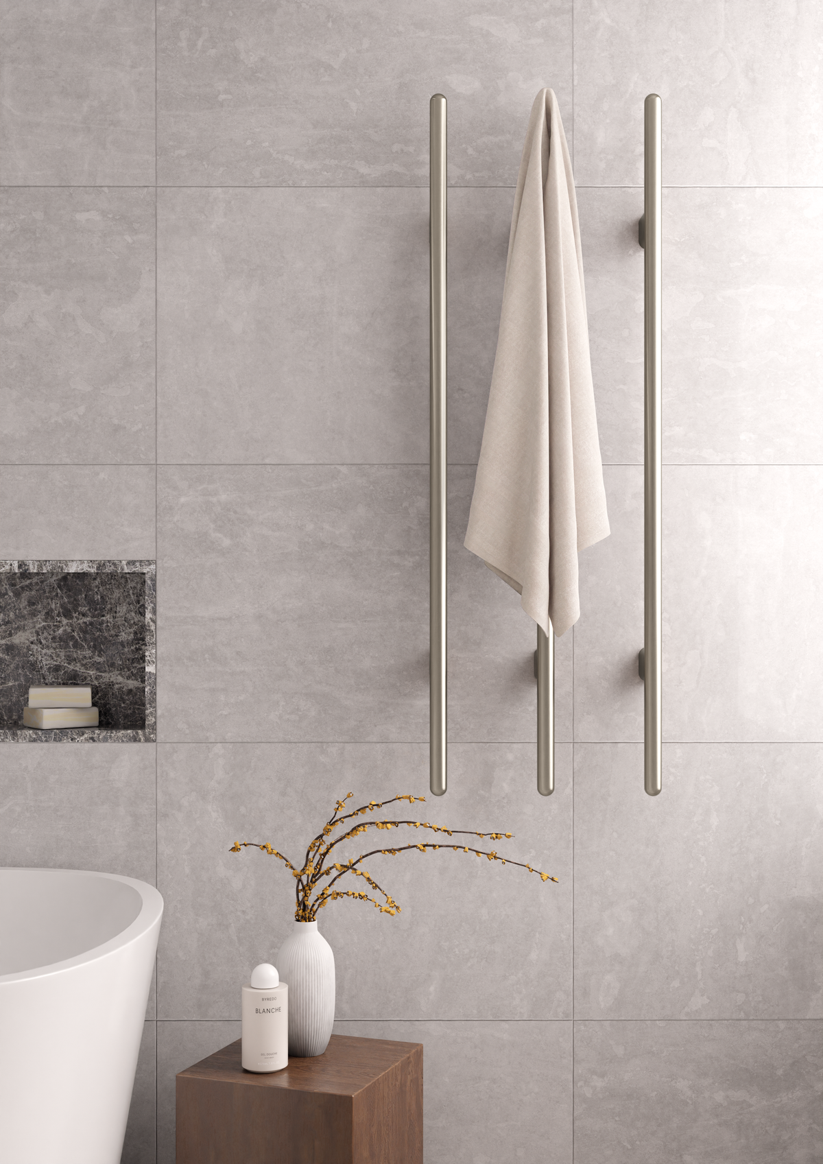 Meir Heated Vertical Towel Rail Matte Black