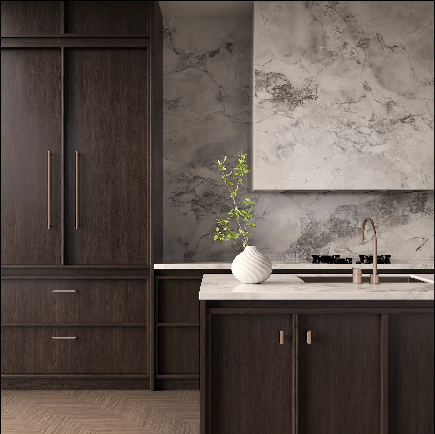 Meir Öppen Round Pull 200mm Cabinet Handle PVD Champagne