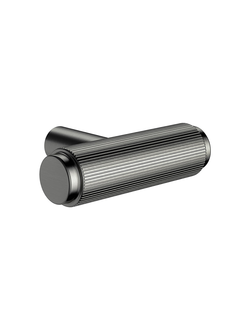 Meir Öppen T-Pull Cabinet Handle Linear Knurled Shadow Gunmetal