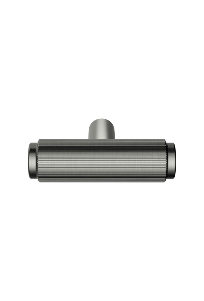 Meir Öppen T-Pull Cabinet Handle Linear Knurled Shadow Gunmetal