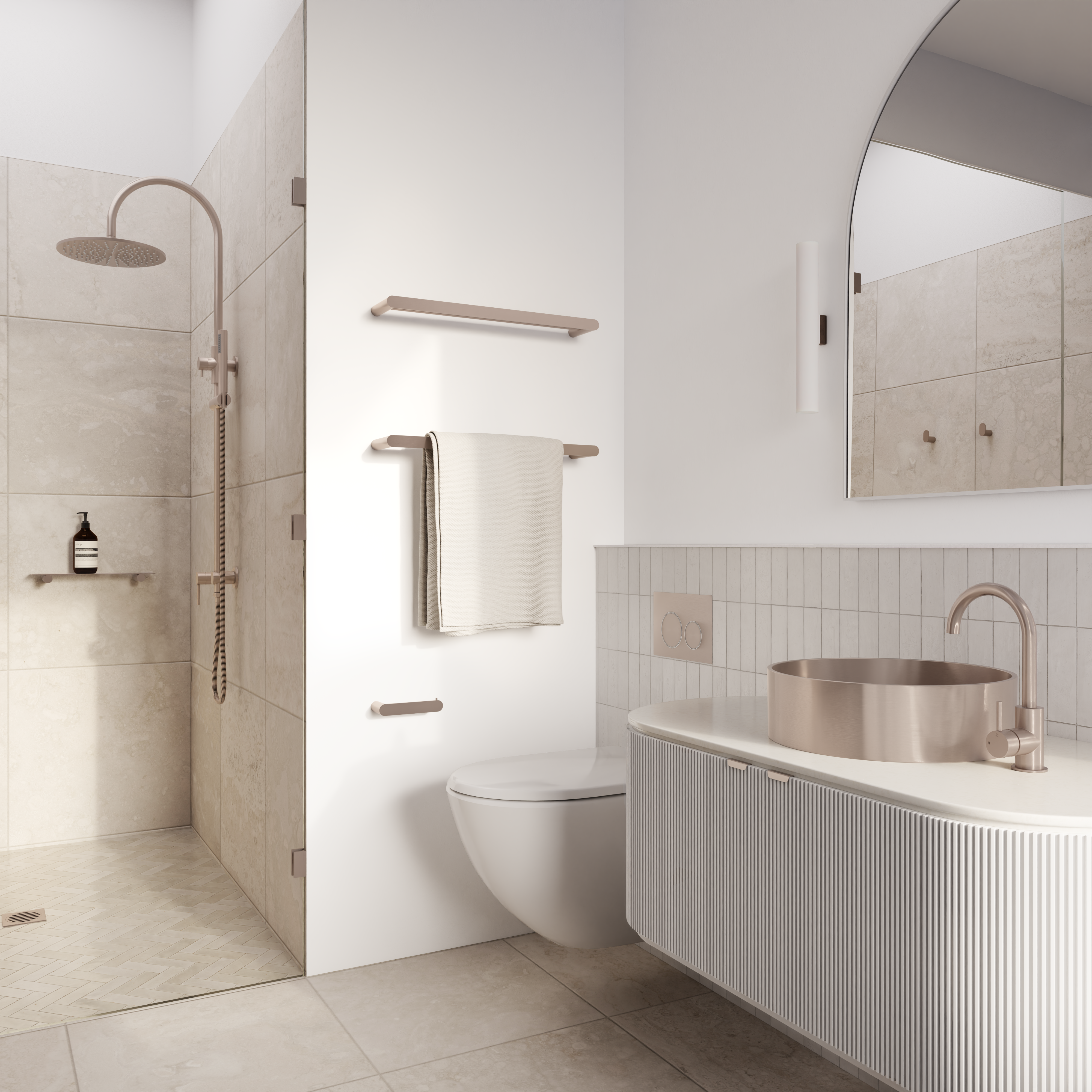 Meir Round Gooseneck Basin Mixer Champagne